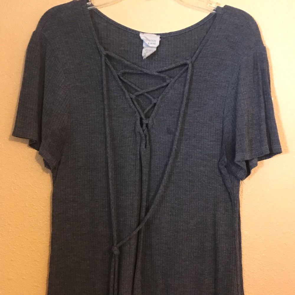 Gray Criss Cross Top